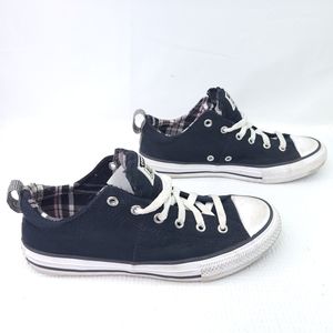 Converse All Star Black Pink Athletic Shoes Lace Up Flats Sneakers Junior Size 5